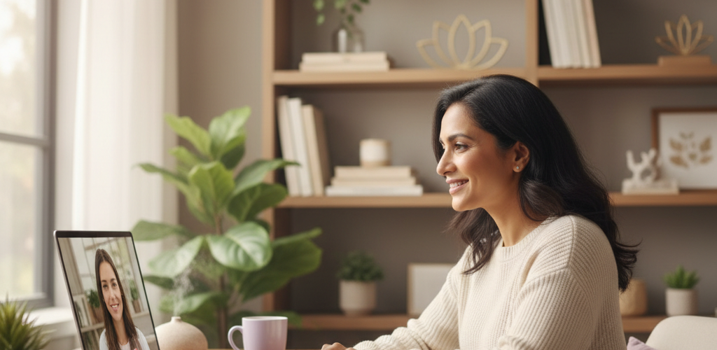 Telehealth mental health therapy session online
